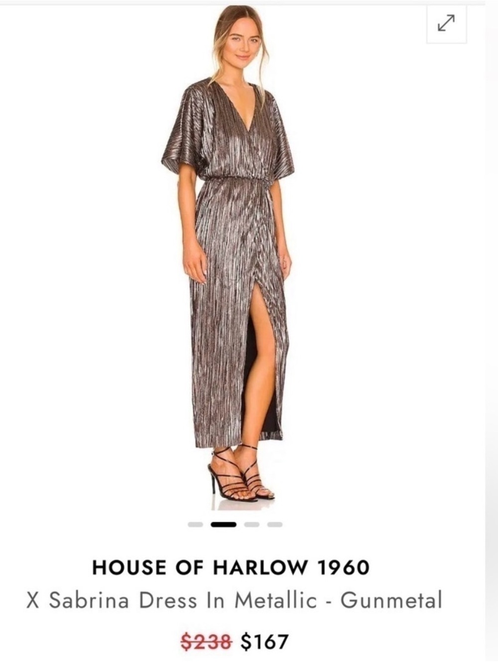 House of Harlow 1960 X Sabrina Metallic Gunmetal Dress Size M